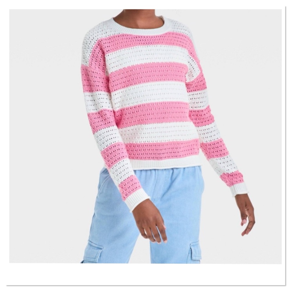 Girl’s Openwork Striped Pullover Sweater Cat & Jack